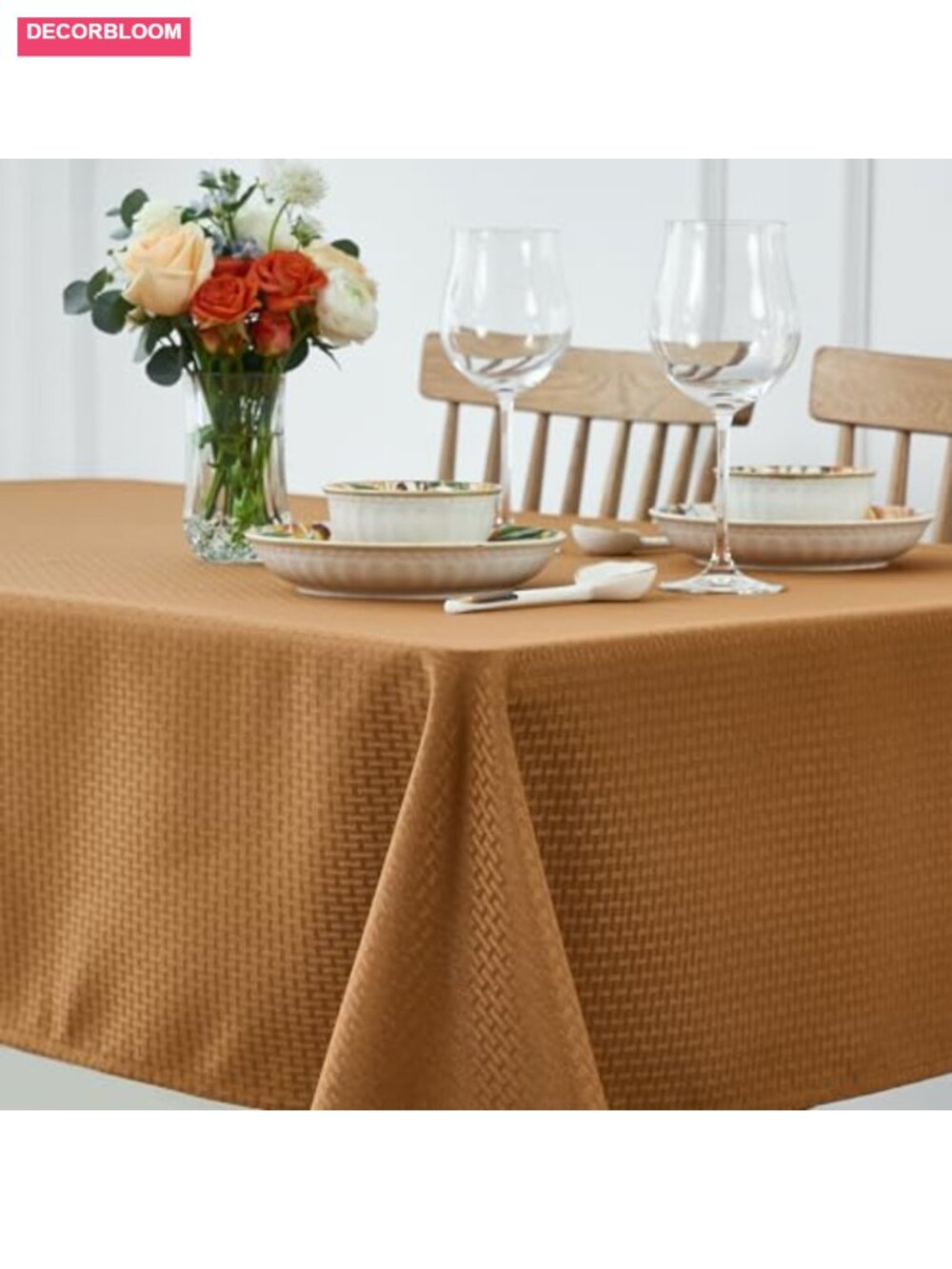 Waterproof Spillproof Wrinkle Resistant Weaved Texture Tablecloth 52x70
